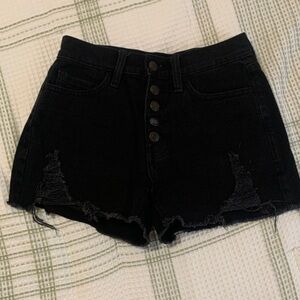 SO Black Button-Up Jean Shorts